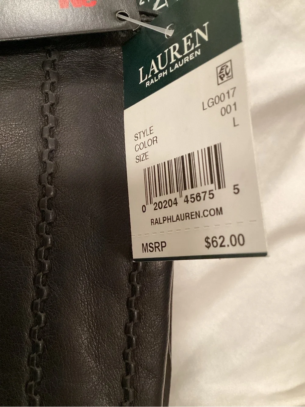 Lauren Ralph Lauren Black Leather Women's Gloves NWTS Large